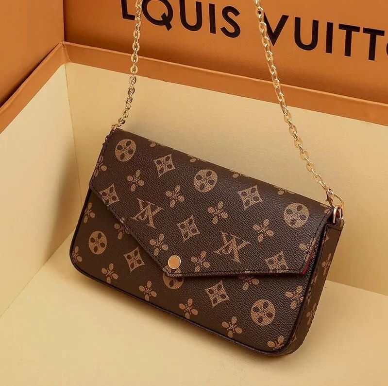 

Luxurys Designer Bag 3pcs set Women Bags Handbag Crossbody Leather Purse Louiseity Fashion Viutonity Shoulder Lady the Tote Bag Wallet Lvs With Box 001, Brown grid