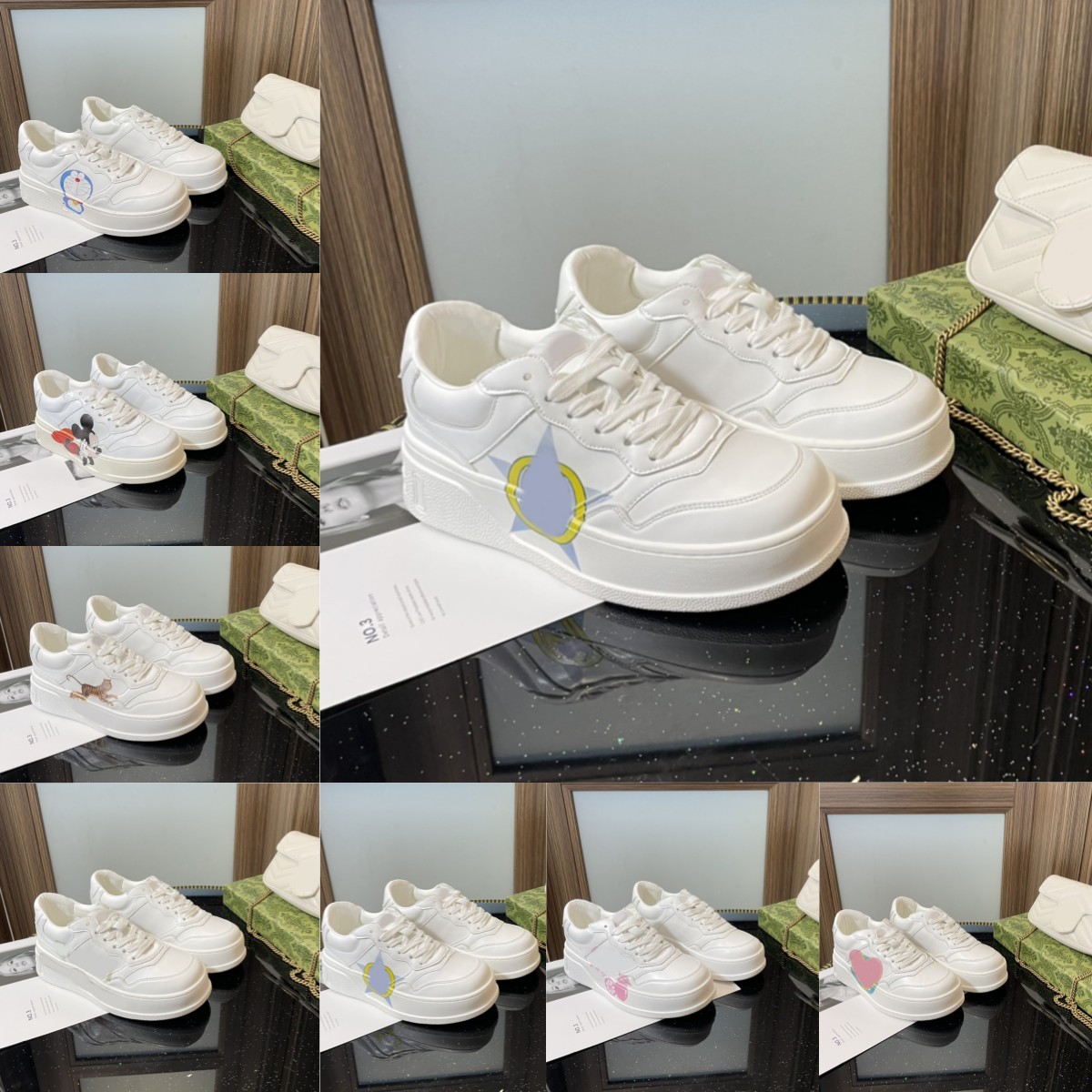 

Breathable Sports Shoes cartoon Designer Women Low heel Leather Black Sneakers Brushed Canvas Loafers printing Platform Sneakers embroidery Casual Shoe Lace-Up