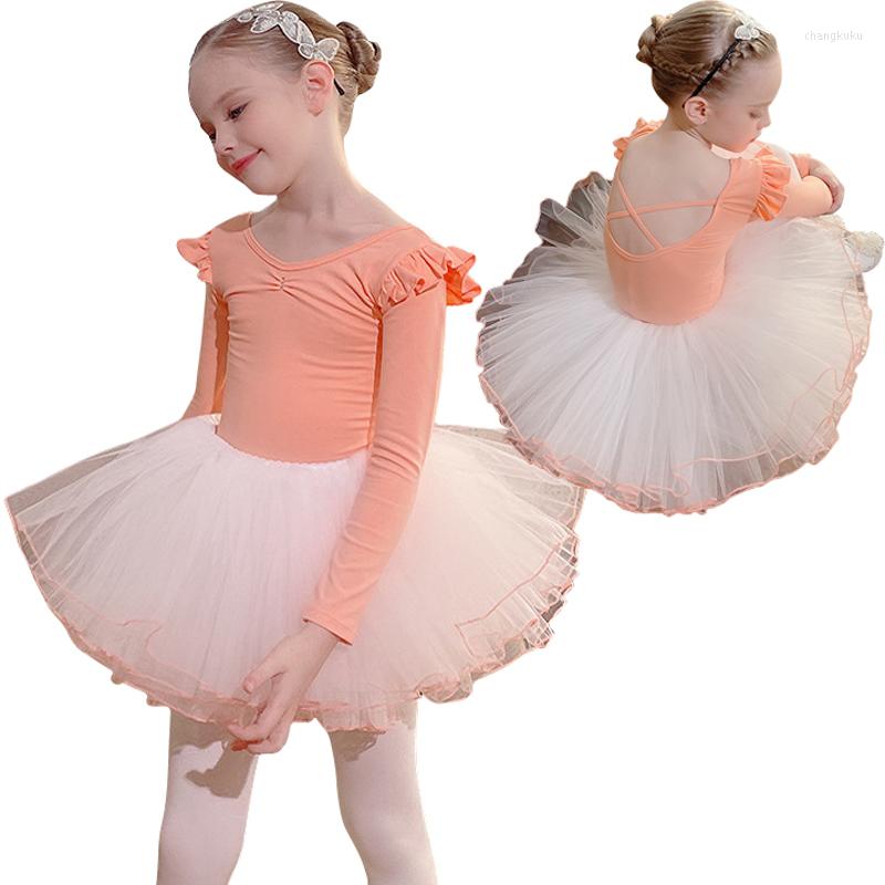 

Stage Wear Kids Girls Ballet Dancing Top And Skirt Suit For Children Cotton Spandex Dance Gymnastics Leotards Bodysuit, Suit 4