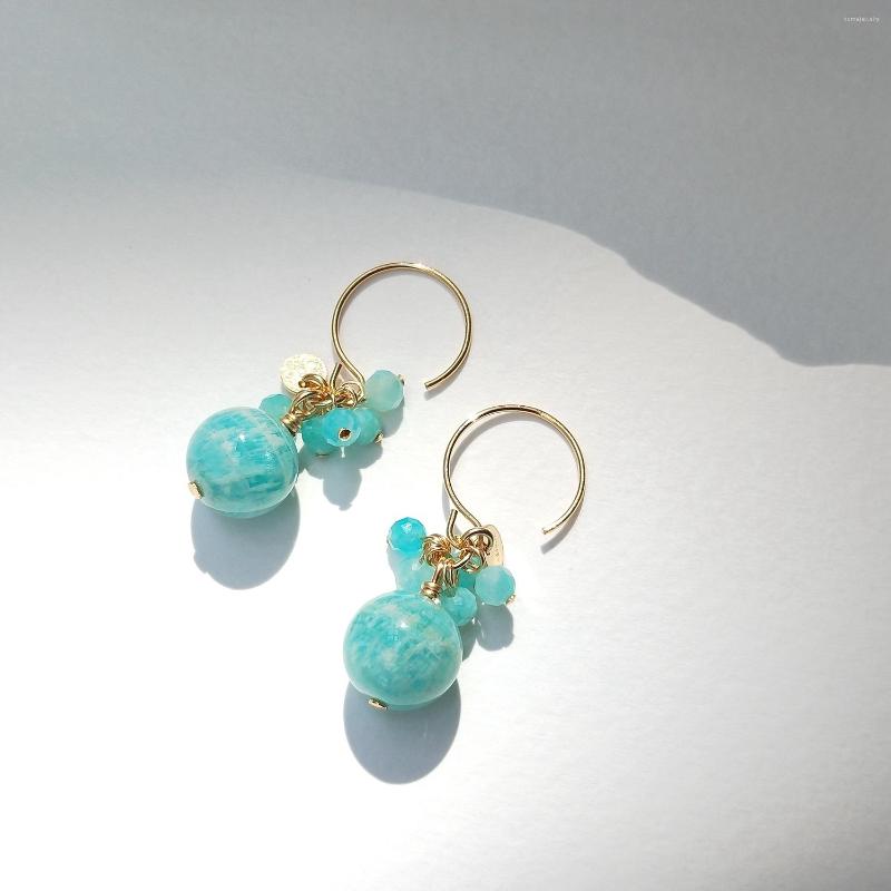 

Dangle Earrings Lii Ji Natural Amazonite American 14K Gold Filled Real Gemstone Handmade Jewelry For Women Girl Gift