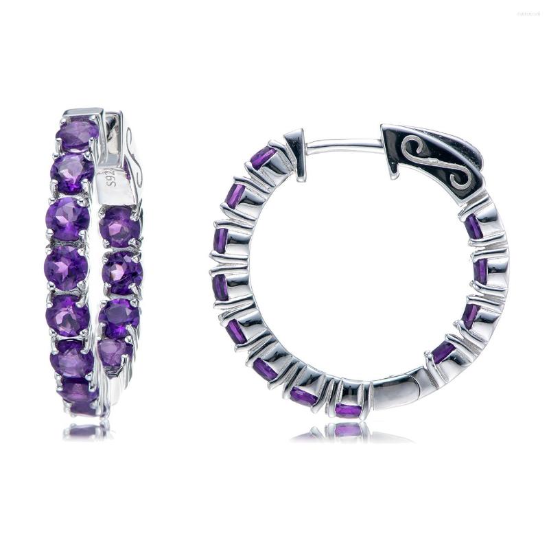 

Hoop Earrings GESIDE Amethyst Rhodium Over Sterling Silver