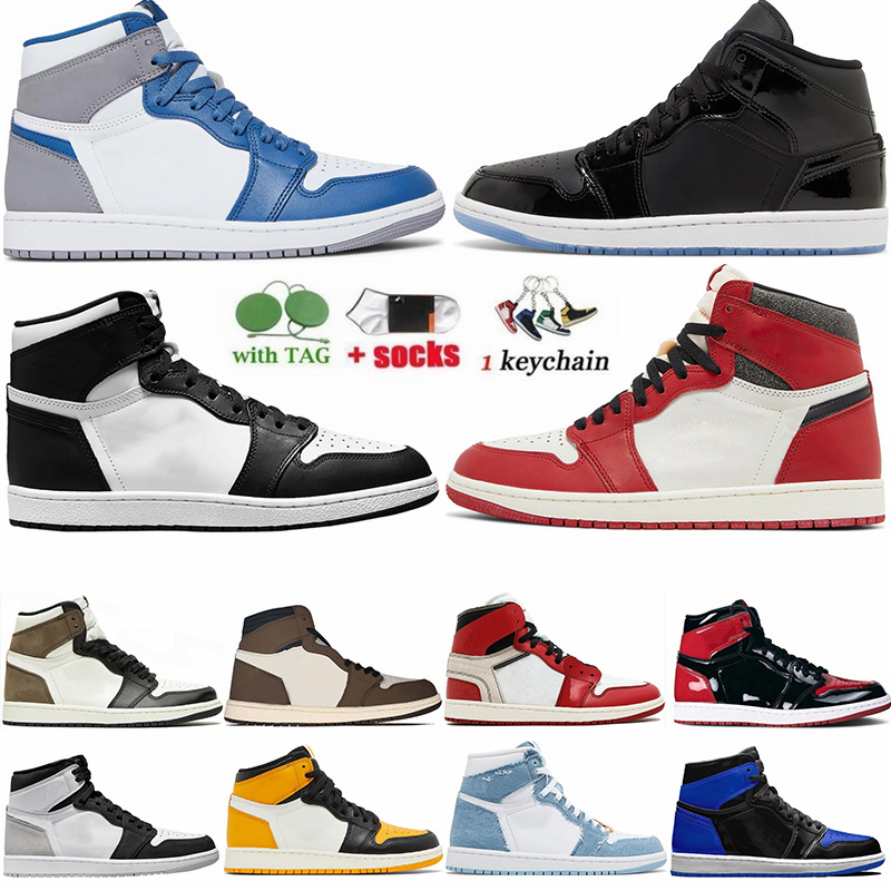 

With Box 1s Mens Basketball Shoes jumpman 1 True Blue Lost Found Low Dark Reverse Mocha Space Jam Concord High 85 Black White Denim Mens Womens Sneaker Dhgate Trainers, 39