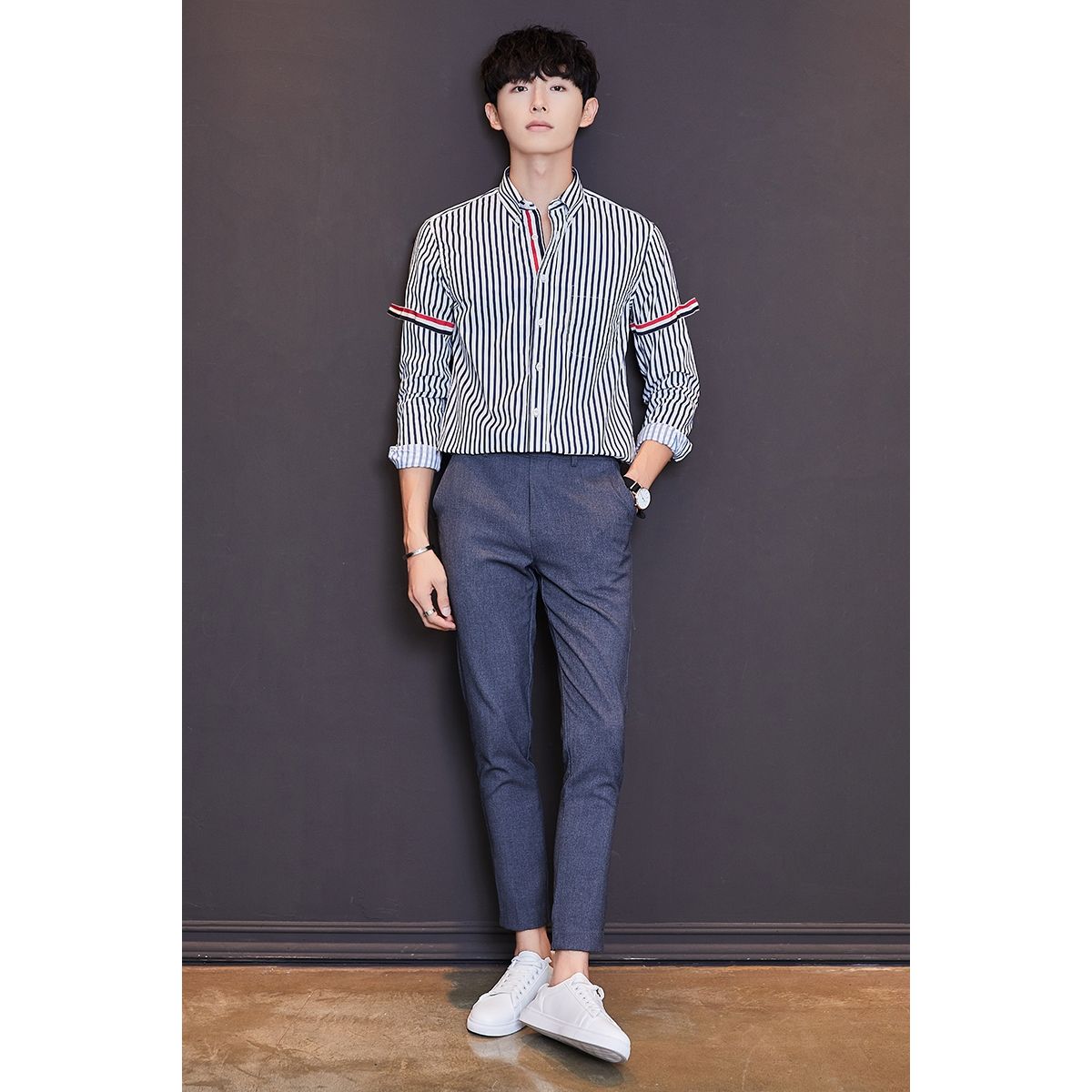 

Shirts Mens Business Dress Shirt Fashion Casual Cotton Men Slim Fit Stripe Womens Man Solid Short Clothes Long Sleeve Color Clothing, Blue