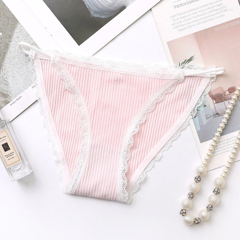 

Women's Panties Seamless Underwear Female Lace Cotton Breathable Plain Low Waist Japanese Girl Student Thong Briefs