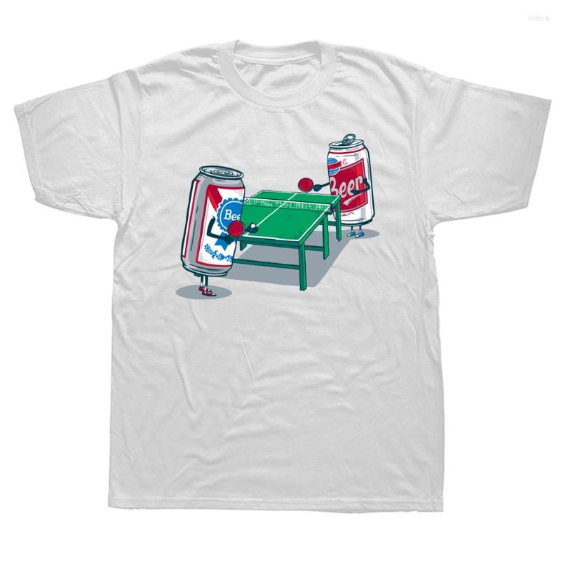 

Men's T Shirts Funny Table Tennis Ping Pong Beer Graphic Cotton Streetwear Short Sleeve Birthday Gifts Summer Style T-shirt Men, White