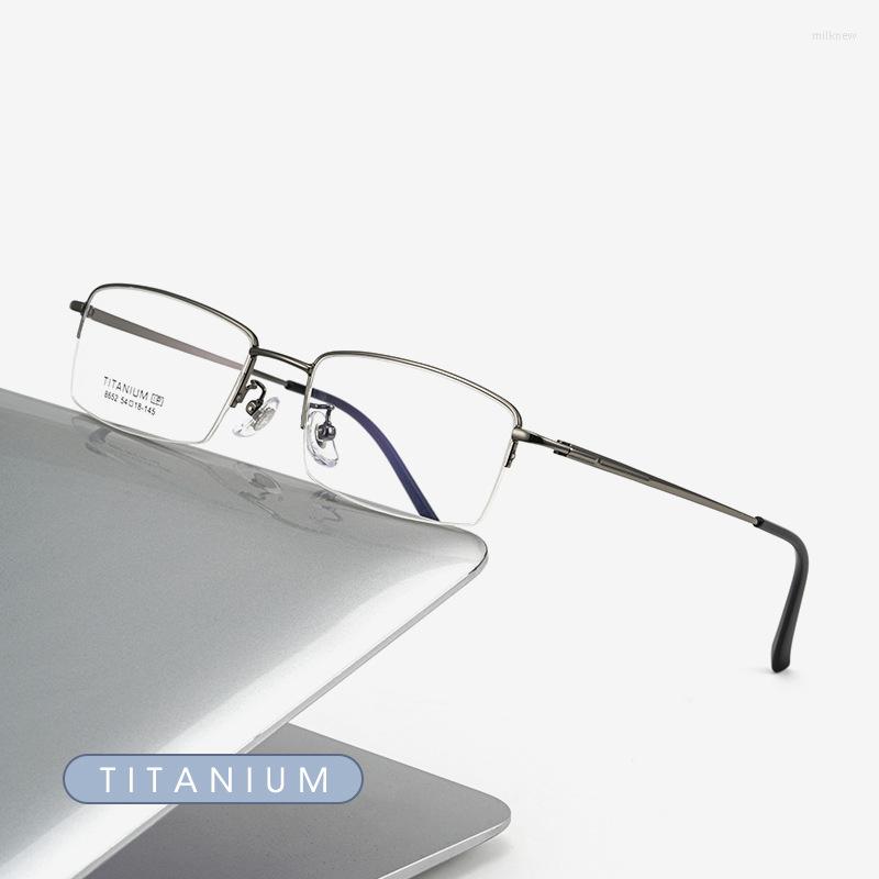 

Sunglasses Frames Business Men Ultralight Pure Titanium Glasses Frame For Myopia Reading Prescription Spectacles Half Rim Eyewear