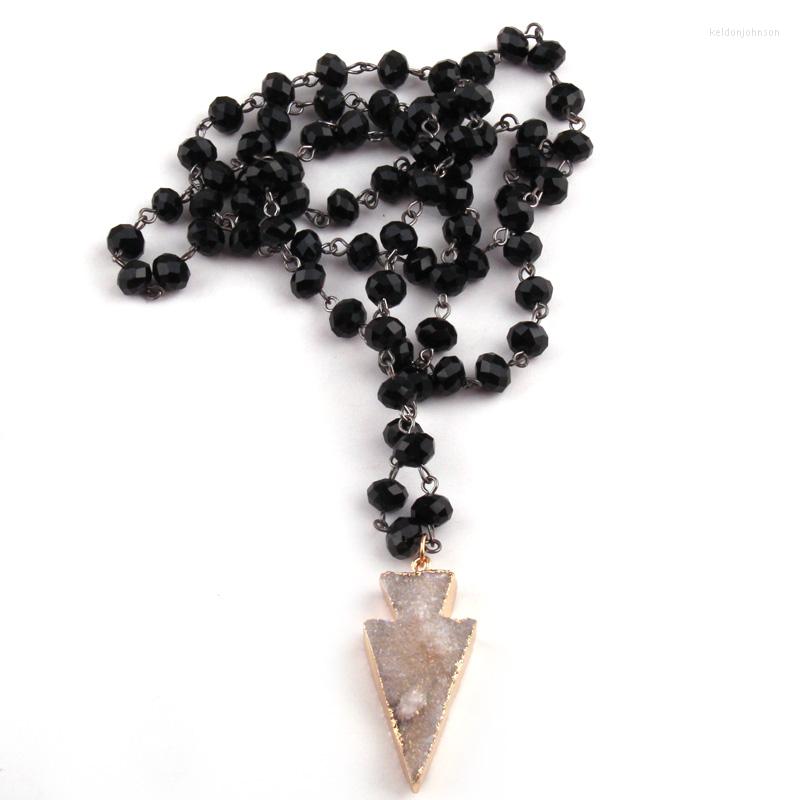 

Pendant Necklaces MOODPC Fashion Glass Crystal Rosary Chain Link Druzy Arrowhead Women Ethnic Necklace