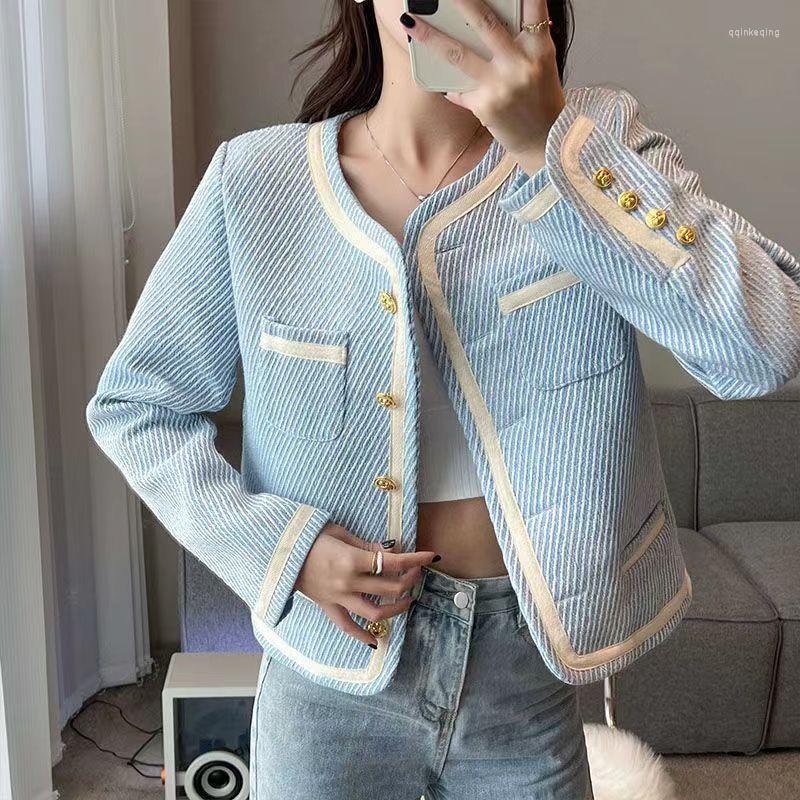 

Women' Jackets Fashion Chic Korea Version Milky Blue 2023 Small Fragrant Short Women Jacket Coat Female Spring Autumn Quality Tops, Beige