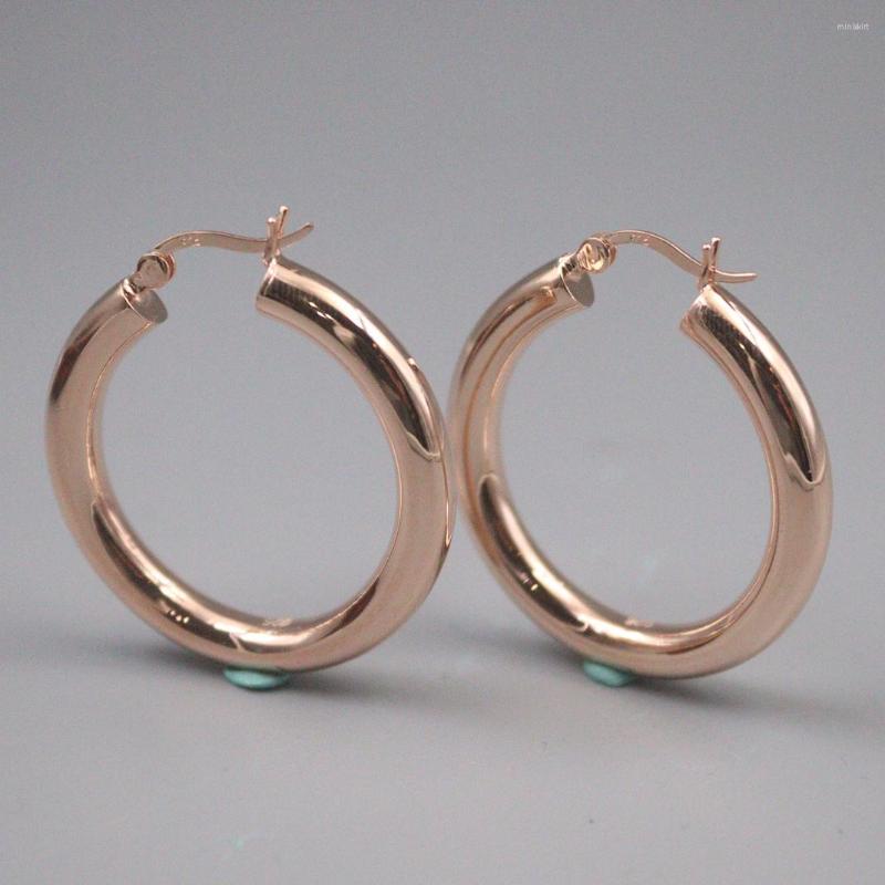

Hoop Earrings Real Sterling Silver 925 For Women Female Girl Korean 18K Gold Plated 35mm Dia