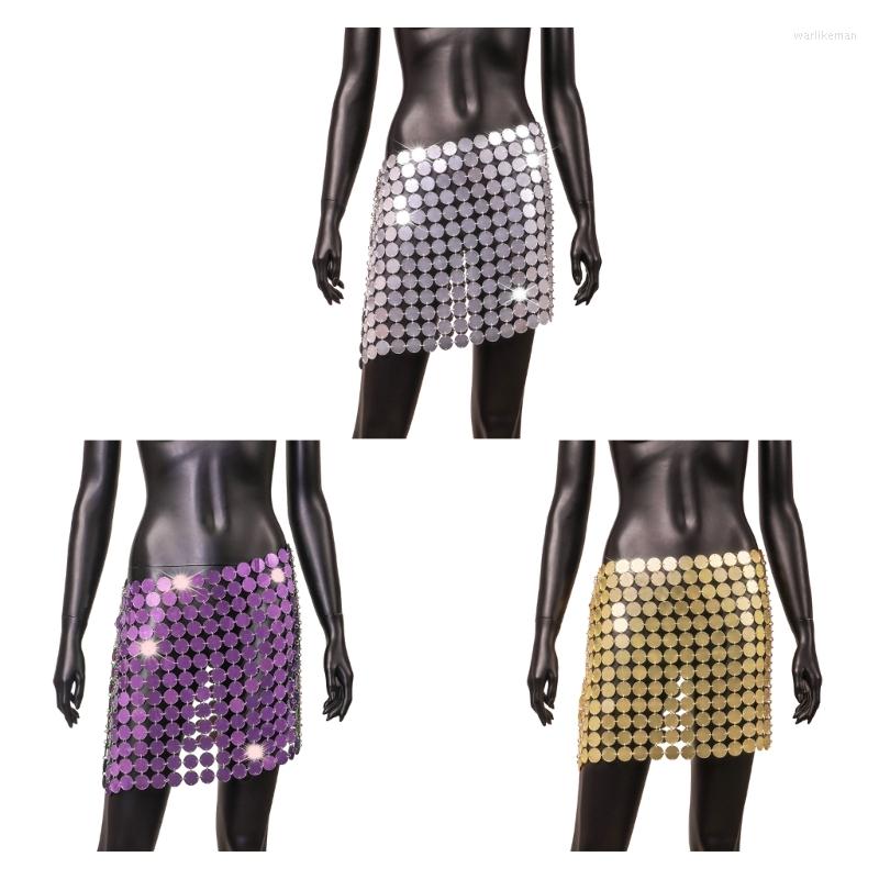 

Skirts 40GC Womens Metal Sexy Sequin Party Club See Through A-LineMini Skirt Streetwear, Gold