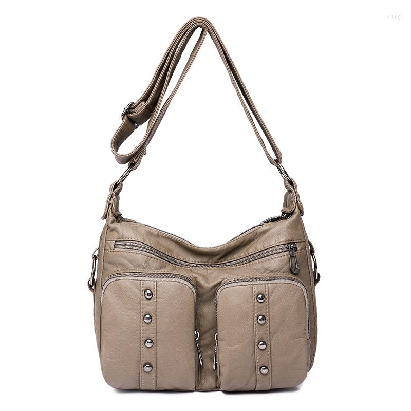 

Evening Bags 2023 Women's Soft Leather Shoulder Multi-Layer Pockets Messenger Crossbody Bag Luxury Designer Female Handbags And Purses, Black