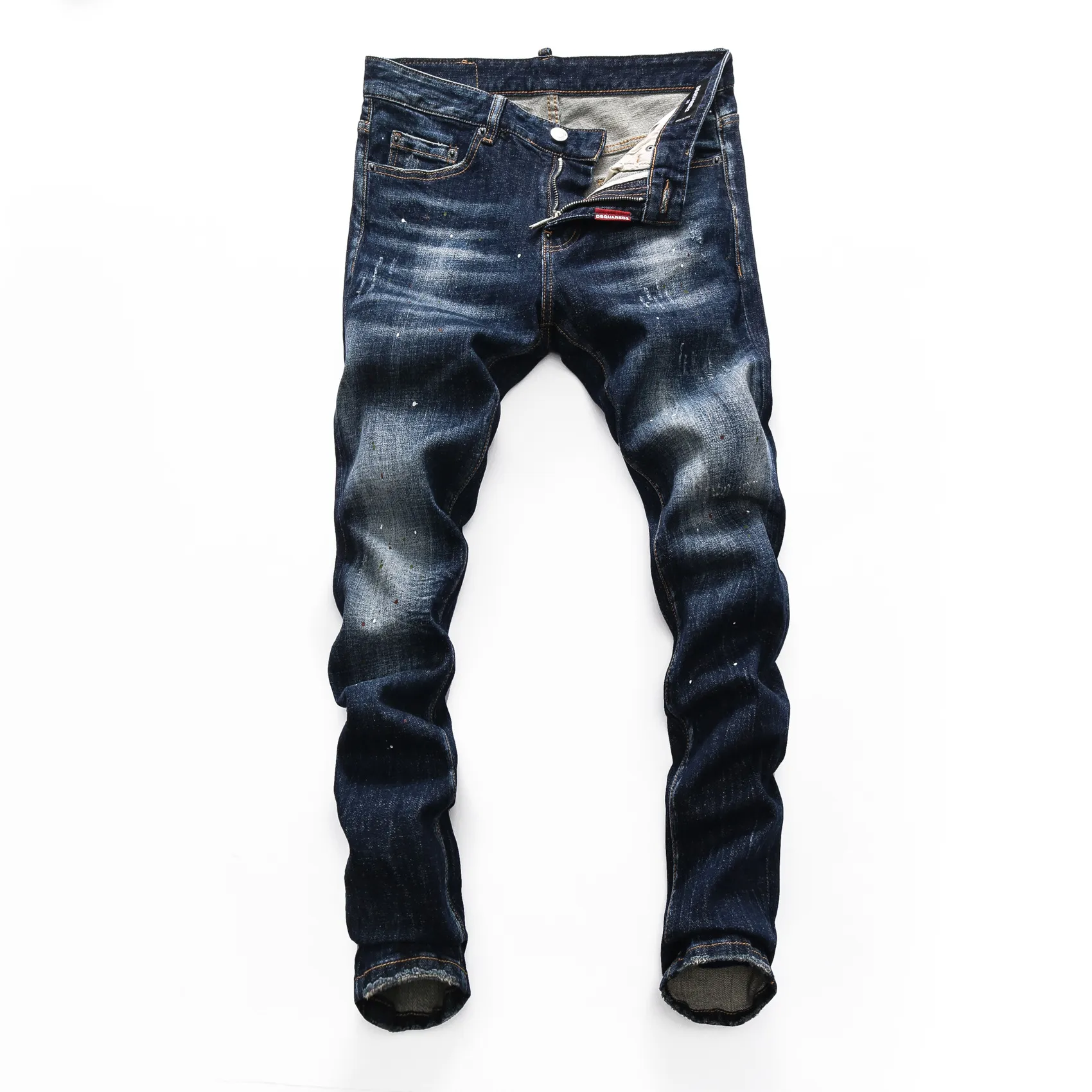 

Men's Jeans Stree Dsquare Fashion Street 2022 People Style Motorcycle Cowboy Pants Ripped Leisure Slender Inkjet DMen's Ehq, 8365