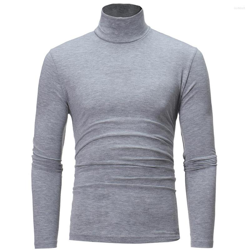 

Men's T Shirts Fashion Men Turtle Neck T-Shirt Top Solid Color Long Sleeve Bottoming For Clothing, Black