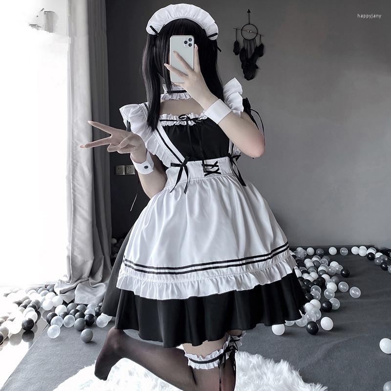

Bras Sets Japanese Anime Cosplay Costume High Quality Black White Maid Outfit Apron Dress Plus Size Women Sexy Lingerie Stage Uniform