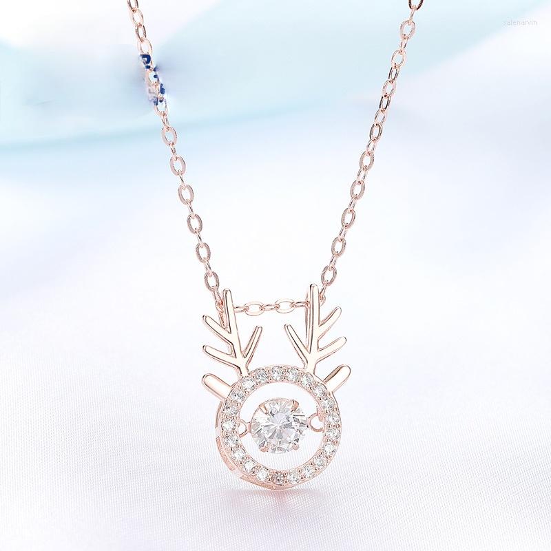 

Chains A Deer Has Your Smart Necklace Sterling Silver Color Antler Jumping Pendant Valentine's Day Gift Jewelry