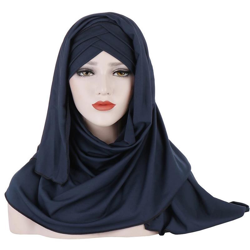 

Ethnic Clothing Soild Color Scarf Hijab For Muslim Women Stretch Jersey Headscarf Female Turbans Scarves Turban