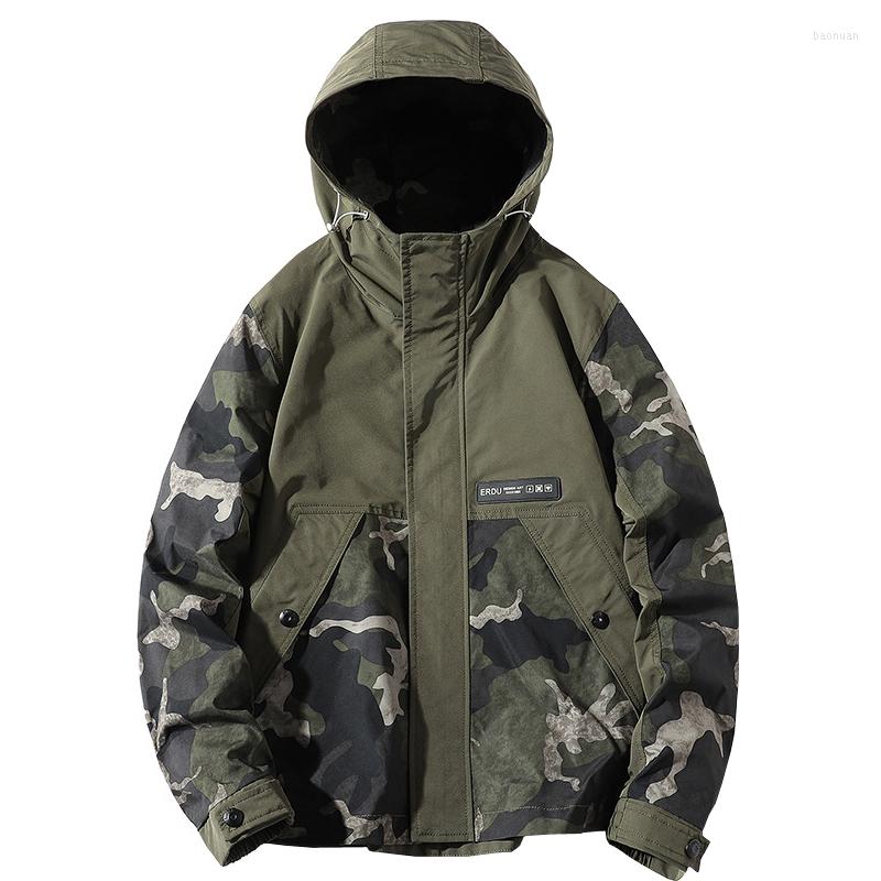 

Men's Jackets Men Street Camo Bomber Jacket Cotton Chaqueta 2023 Hooded Camouflage Casual Windbreaker Steetwear Hip Hop Patchwork Coats, Black