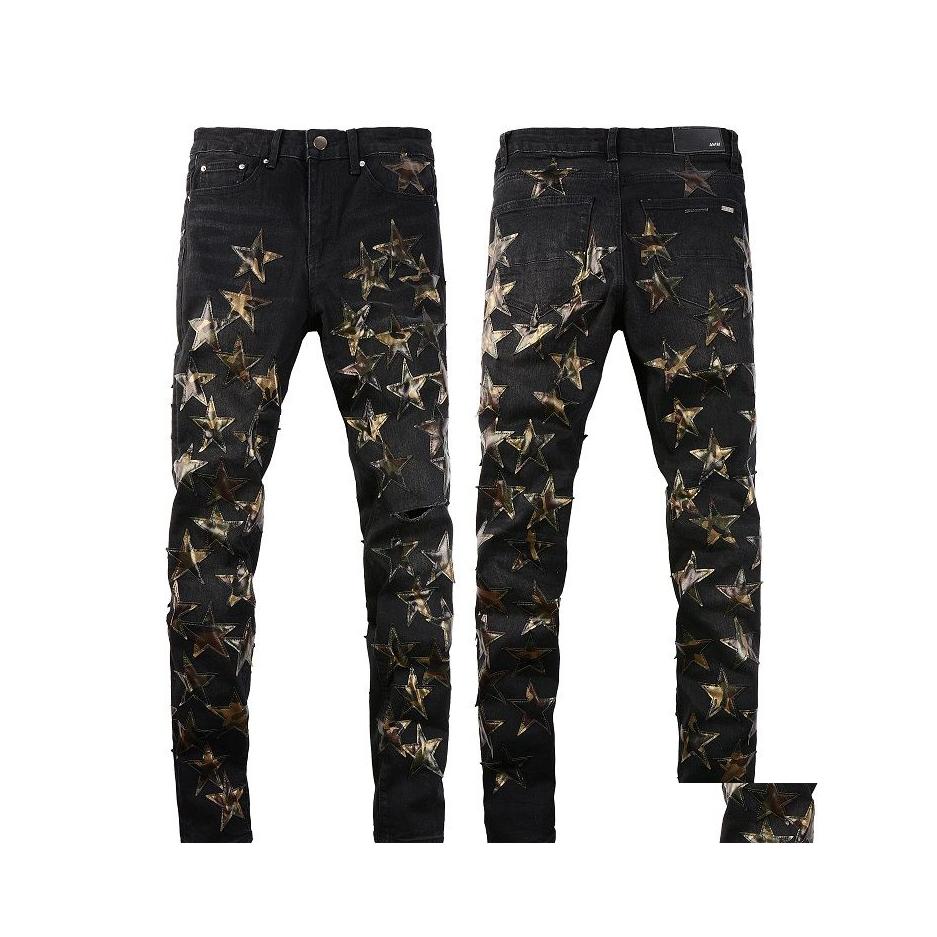 

Men'S Jeans 2021 Mens Died Motorcycle Biker Jean Rock Skinny Slim Ripped Hole Letter Topquality Brand Hip Hop Denim 873 Drop Deliver Dh5Pv, 865