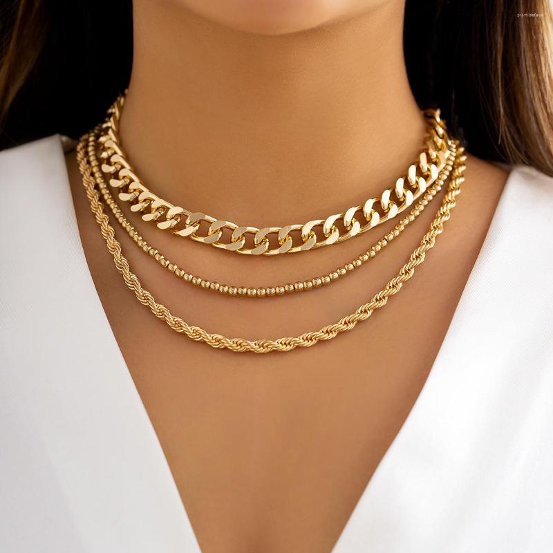 

Chains Ailodo Punk Cuban Chain Necklace For Women Minimalist Round Bead Hiphop Jewelry Girls Gift