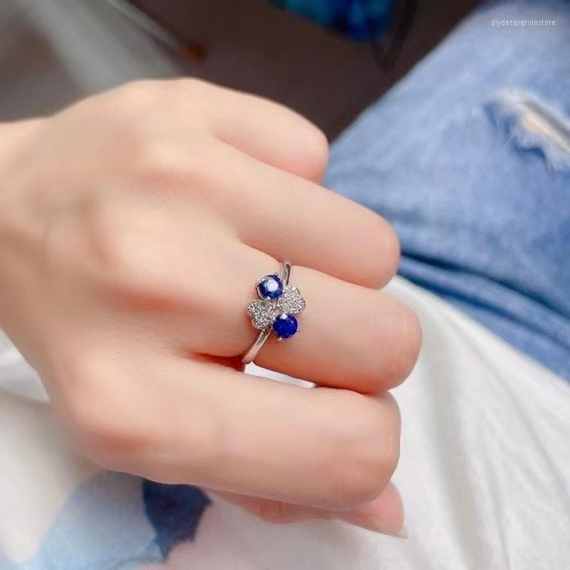 

Cluster Rings Classic 925 Silver Sapphire Ring For Engagement 4mm Natural Sterling Jewelry