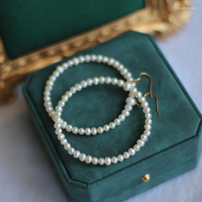 

Hoop Earrings Oversize 60mm Solid 925 Silver Hook Tiny Natural Pearl Loop Earring Women Genuine Jewelry Girl Bridal Gift