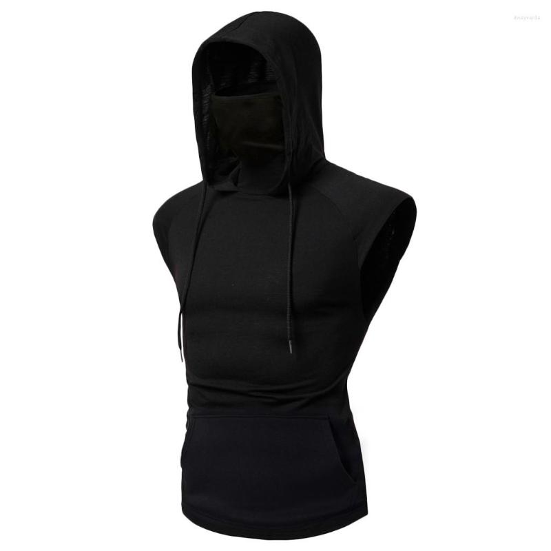 

Men's Tank Tops KANCOOLD Men's Top Mens Mask Button Sports Vest Hooded Splice Large Open-Forked Male Gym Clothing, Db
