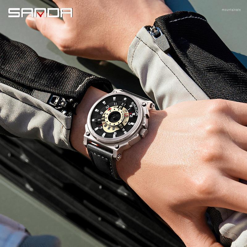 

Wristwatches Top Fashion Mens Watches Date Relogio Masculino Waterproof Man Clock Military Leather Sport Wrist Watch
