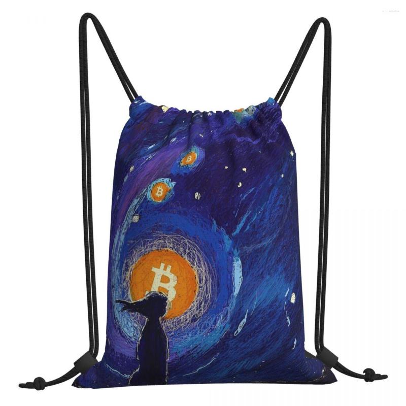 

Shopping Bags Space Art Drawstring Travel Unisex Waterproof Storage Organize Bundle Pocket Rope Bag, White