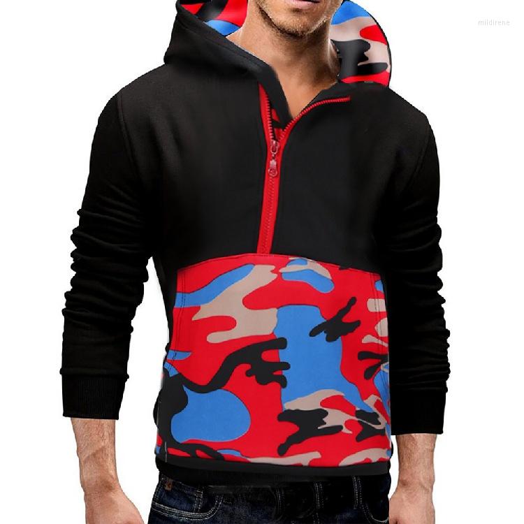 

Men's Hoodies Fashion Hoodie Turtleneck Explosions Camouflage Printing Large Pocket WY006, Black