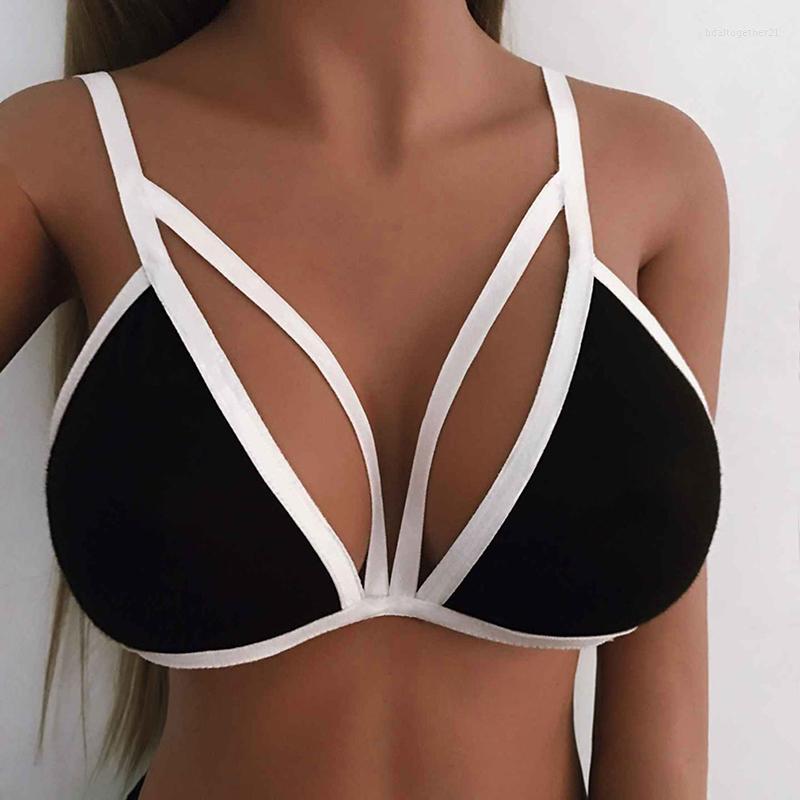 

Bras Summer Sexy Seamless Cross Sleepwear Bandage Underwear Push Up Bra Women's Fashion Erotic Lingerie, White
