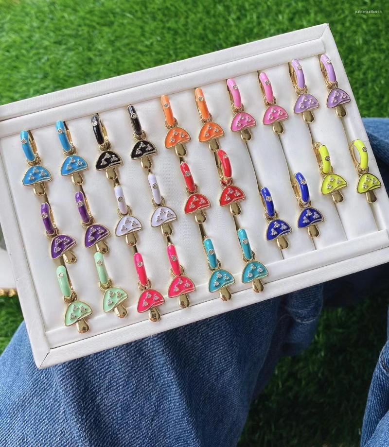 

Hoop Earrings 5 Pairs Cute For Women Mushroom Dangle Trendy Enamel Pink Purple Green Accessories Gift Statement Jewelry