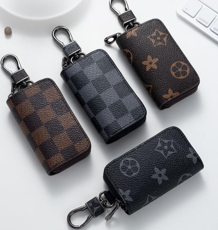

Bag Keychains Car Keys Holder Key Rings Black Plaid Brown Flower PU Leather Pendant Keyrings Charms for Men Women Gifts Fashion Designer Pouches Jewelry Accessories