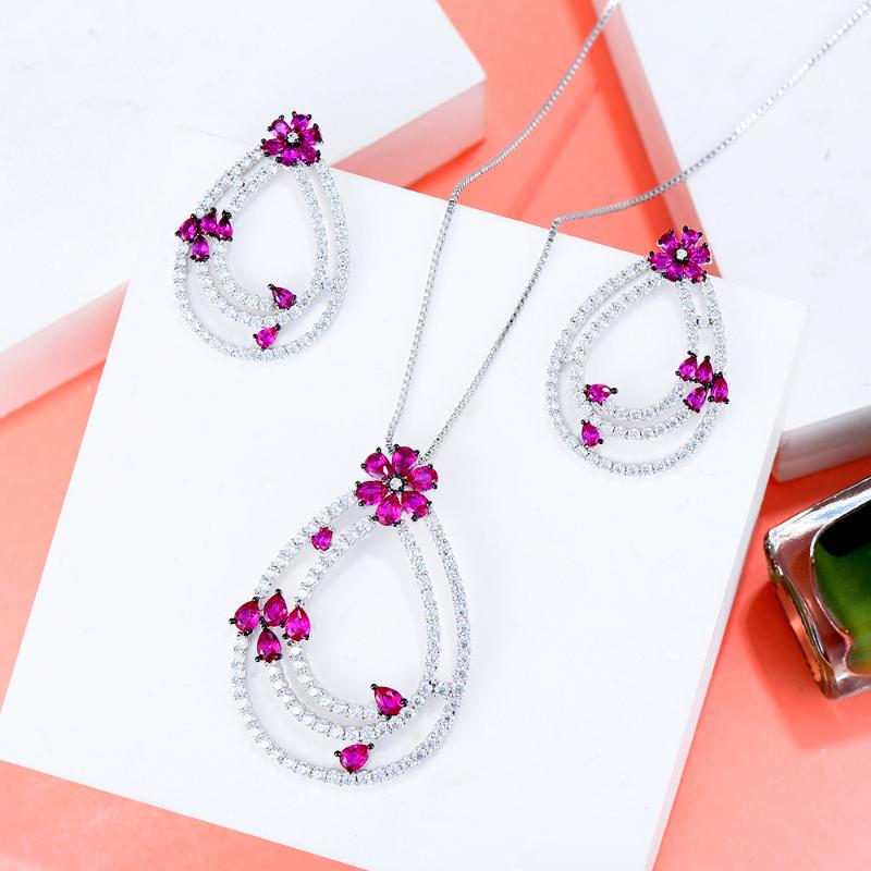 

Necklace Earrings Set & Luxury Flowers Cubic Zircon Earring For Women Wedding Dubai Bridal SetsEarrings EarringsEarrings, Picture shown
