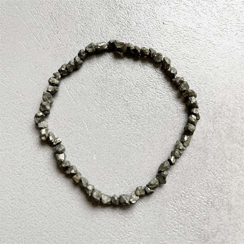 

Strand 4MM Irregular Pyrite Nugget Bracelet Natural Stone Jewelry Birthday Elastic Chain Women's Hand String Girls Fashion Party Gift