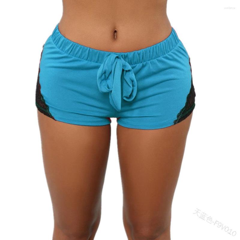 

Women's Shorts Sexy Lace Yoga Straight Sports Pants Women Spring Summer Fashion Drawstring Elastic Solid Color, Blue