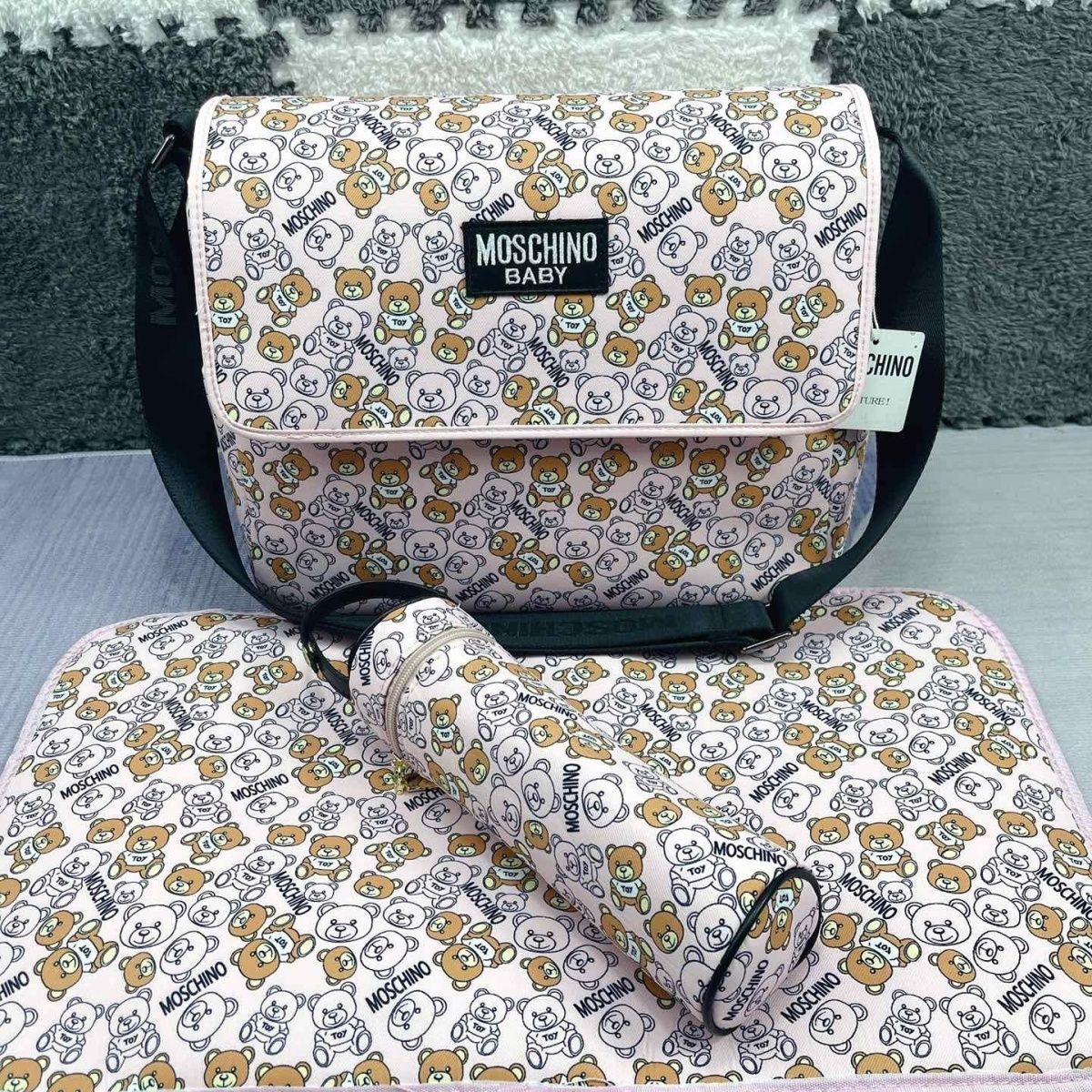 

Mom baby diaper Bag 3-piece set high-quality designer print multifunctional Shoulder Bag Mom and girl gift creative B06