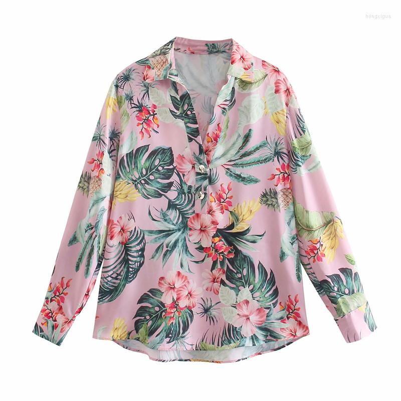 

Women's T Shirts Female Printed Shirt Top Casual Women V Neck Single-breasted Blouse Spring-autumn Fashion Ladies Beach Style, Print