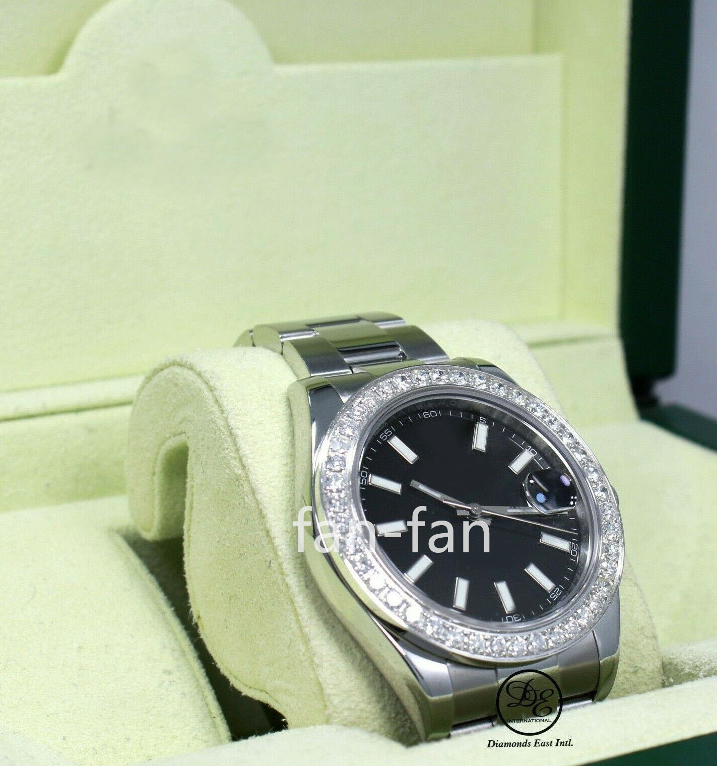

new Factory 41mm Cal.3235 Datejust II 116300 3.25 CT Diamonds Bezel Black Dial Steel Box/Papers Mint, Watch