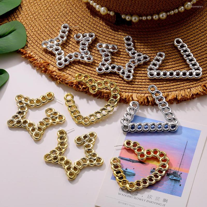 

Stud Earrings KINFOLK Trendy Hollow Chain For Women Gothic Geometric Gold Color Punk Circle Earring Brincos Jewelry