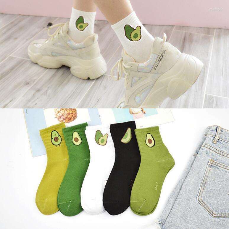 

Women Socks Fashion Cartoon Fruit Cotton Middle Tube Sock Avocado Pattern Korean Version Fashionable Street 10 Pairs, Multi
