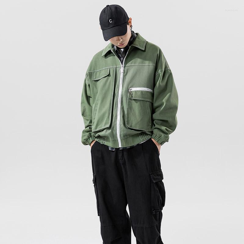 

Men' Jackets 2023 Spring Men Black Cargo Jacket Casual Windbreaker Pockets Overalls Coats Male Streetwear Couples Cotton Bomber, Green