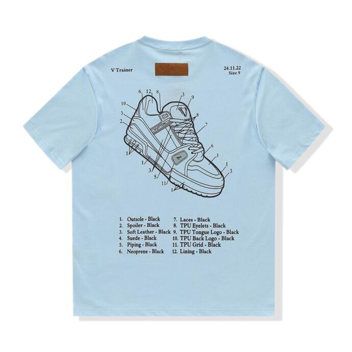 

2023SS man high street T shirt cotton short-sleeved fashion men and women short T-shirt couple models men and women cotton crewneck printed short sleeve n5656, Blue