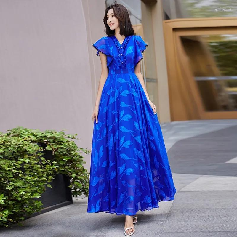 

Casual Dresses Chiffon Dress Women's 2023 Summer High-end Sense Long Temperament Big Swing Beach Skirt