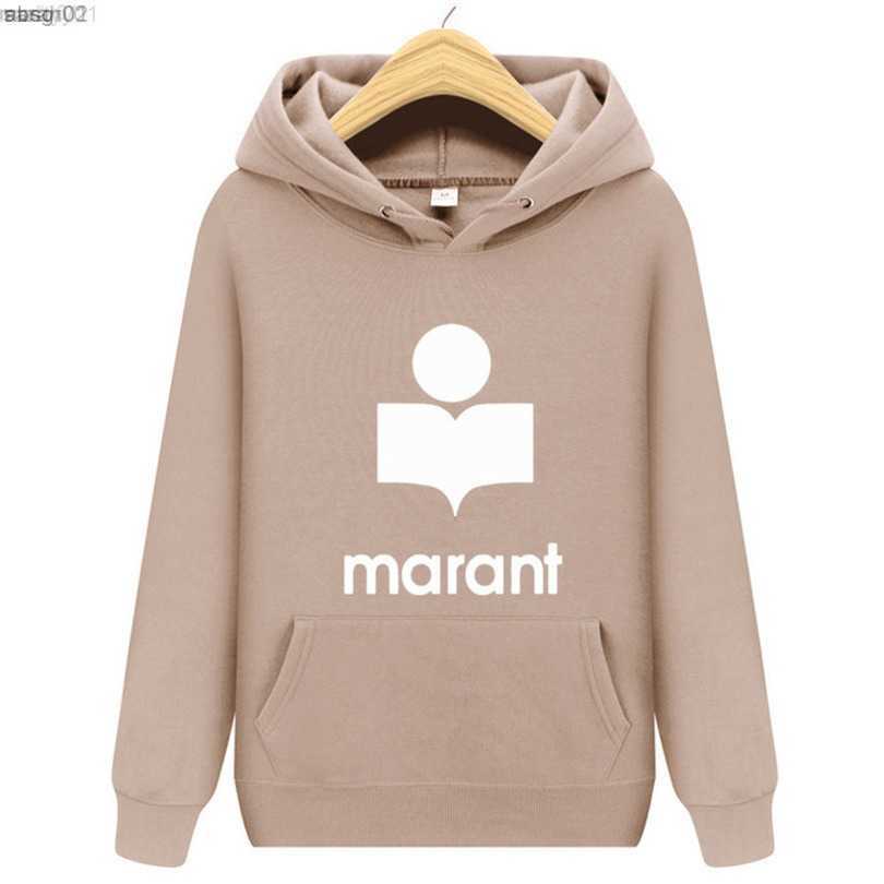

2023 Autumn Winter Men's Sweatshirt Marant Printed Hoodie Unisex Casual Long-sved Pullover, Beige b
