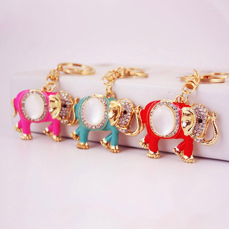 

Keychains Fashion Gold Color Metal Lobster Clasp Keyring Dangle Crystal Enamel Animal Elephant For Men Luxury Jewelry