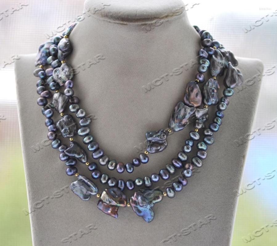 

Chains Z12194 48'' 22mm Black Biwa Rice Freshwater Pearl Necklace