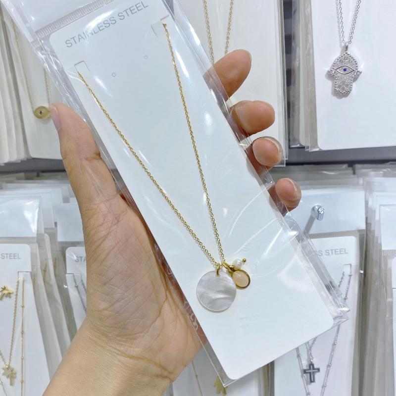 

Necklace Earrings Set Natural Shell Pearl Summer Short Chain Metal Fashion Stainless Steel Jewelry Woman Parure Bijoux, Picture shown