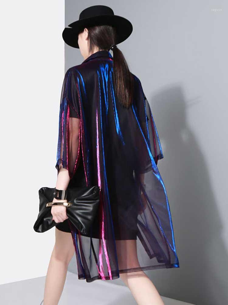 

Women's Blouses Boho Inspired HALF SLEEVE TRANSPARENT MESH Shirt Women LOOSE Summer TOPs Streetwear Tunic Blouse, Green