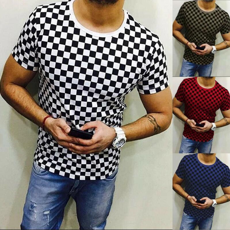 

Men's T Shirts Fashion Men Muscle Long Sleeve Shirt Gym Top Causal Check Plaid Tee T-Shirts, Blue