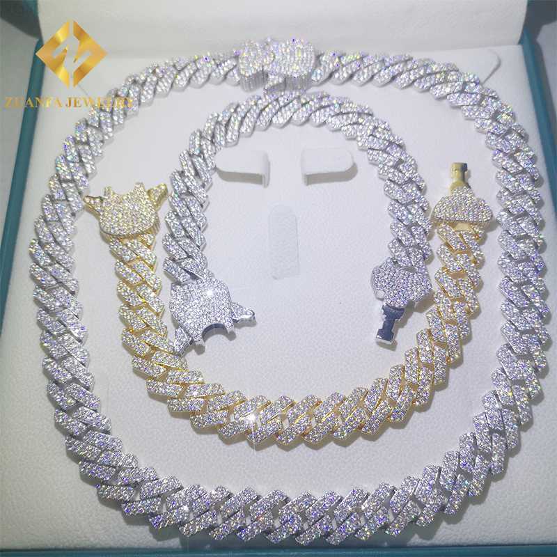 

16mm Miami Ice Out Cuban Bracelet Vvs Moissanite 925 Sterling Silver Cuban Link Chain